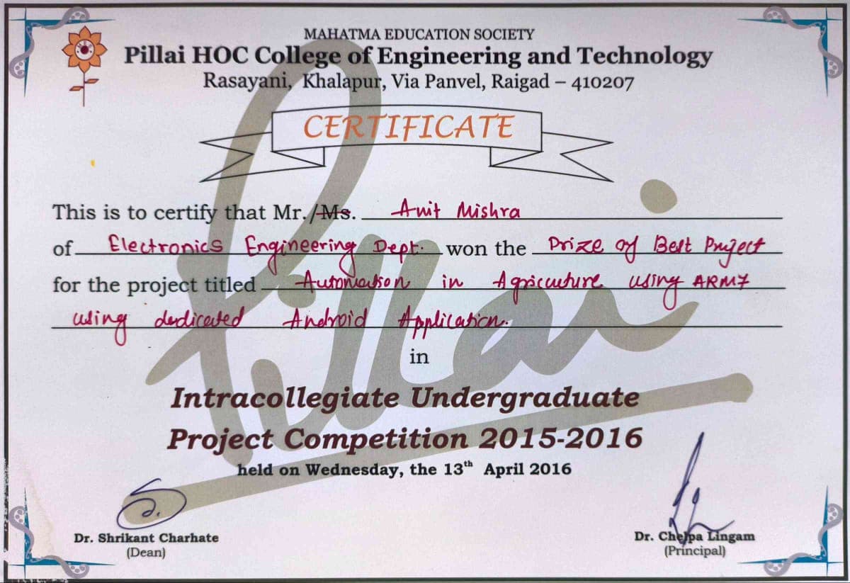 Prize of Best Project